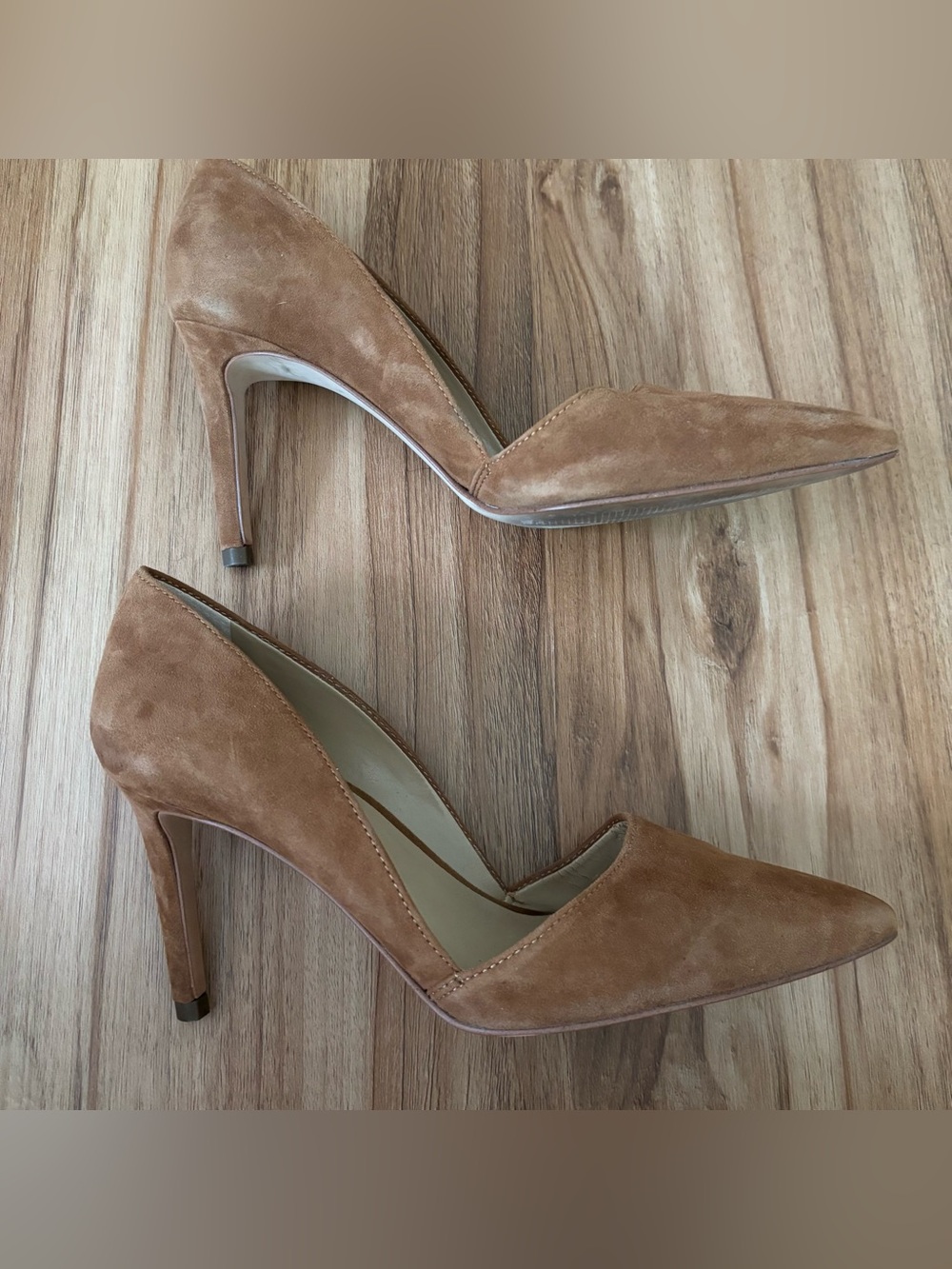 Ann Taylor Tan Suede Pointed-Toe Pumps - Picture 2 of 6